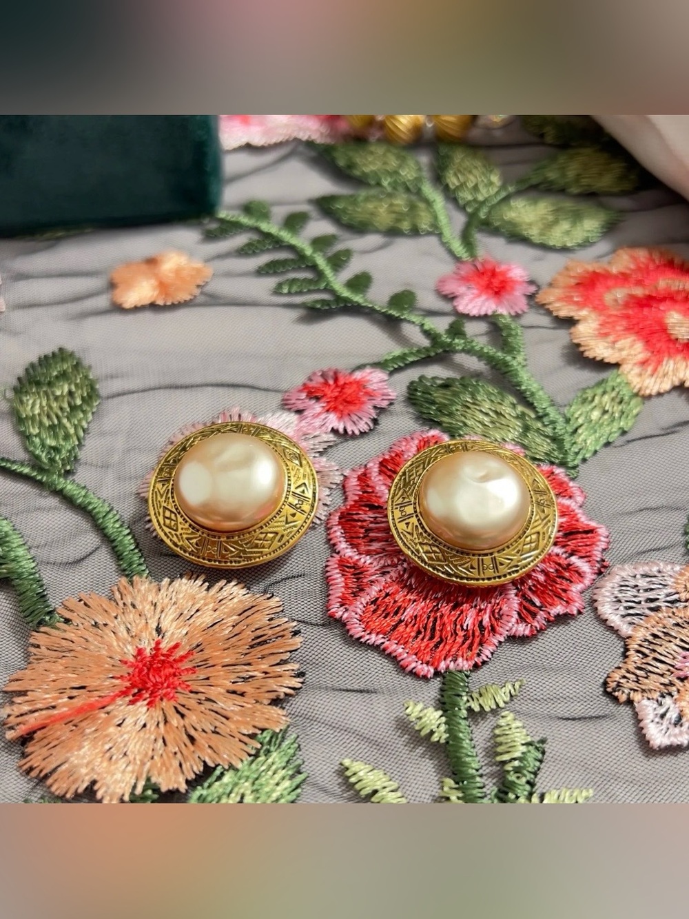AUTH CHANEL CC Clip On Earrings - 24K GP Clips Faux Pearl Made in France